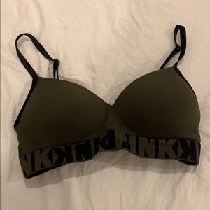 Army green Victoria's secret pink sports bra